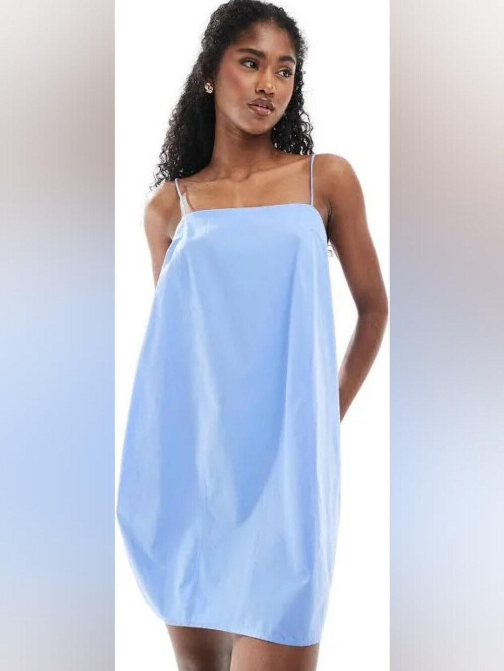 NWOT! Monki Brand Blue Cotton Poplin Mini Dress w/Tie Straps, Size XS 💙